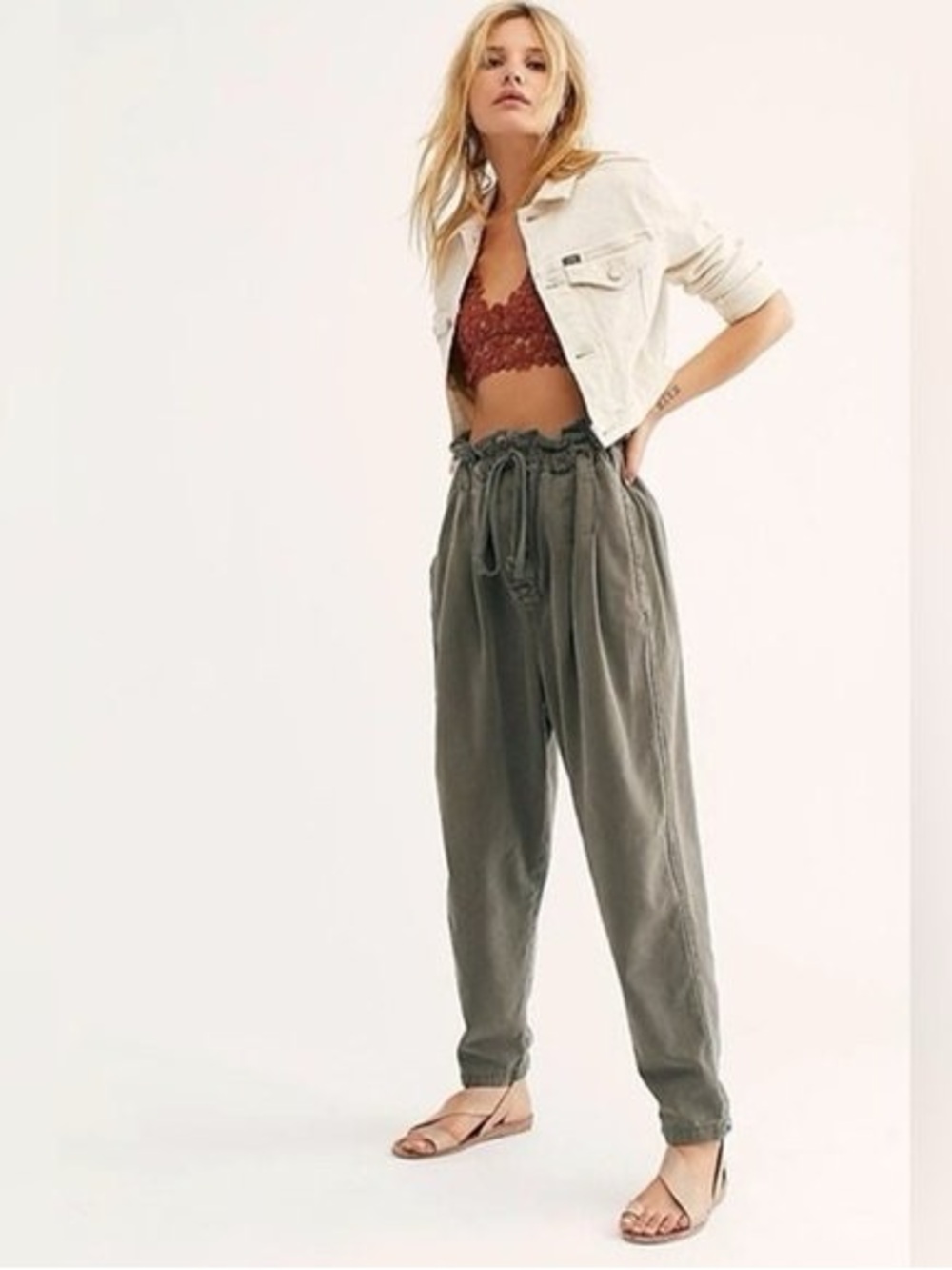 Free People Margate Pleated Trousers - XS Olive